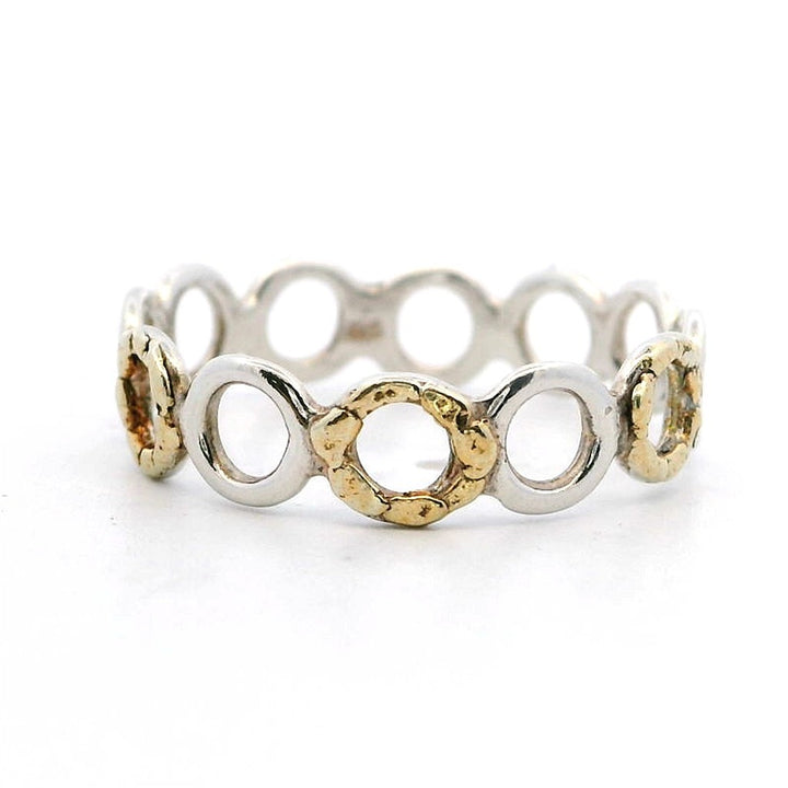 Stack-Able Womens Alaskan Gold Nugget Fashion Ring Sterling Silver & Alaskan Gold Nugget Size 7