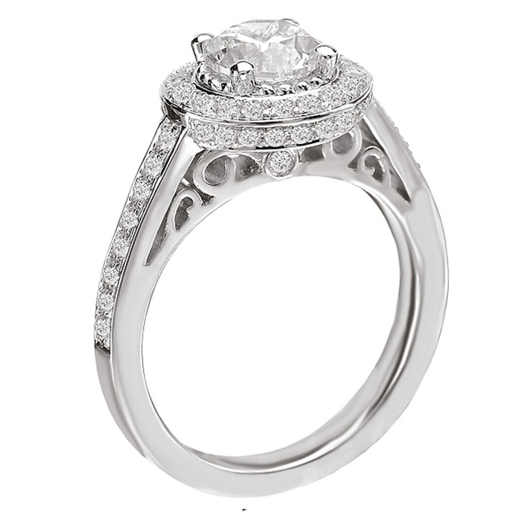 Contemporary Style Diamond Engagement Ring 14 KT White 
(Center Stone Not Included)