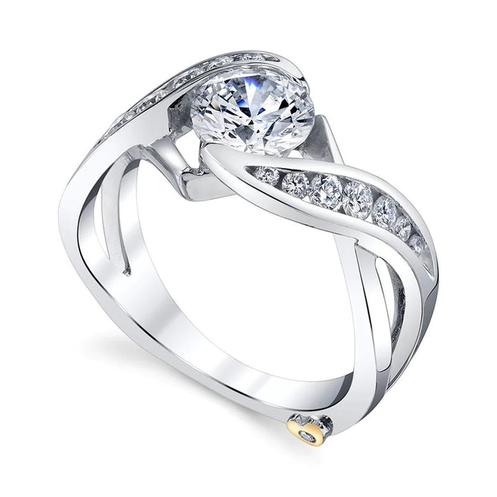 Bypass Style Diamond Engagement Ring 14 Karat Gold White 
(Center Stone Not Included)