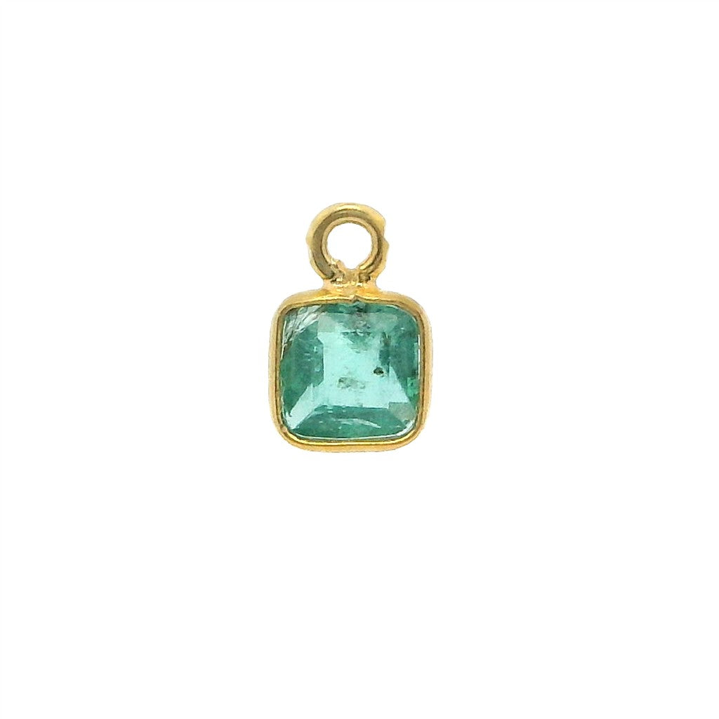 A Birth Stone Theme Charm Yellow 14 Karat Green Emerald