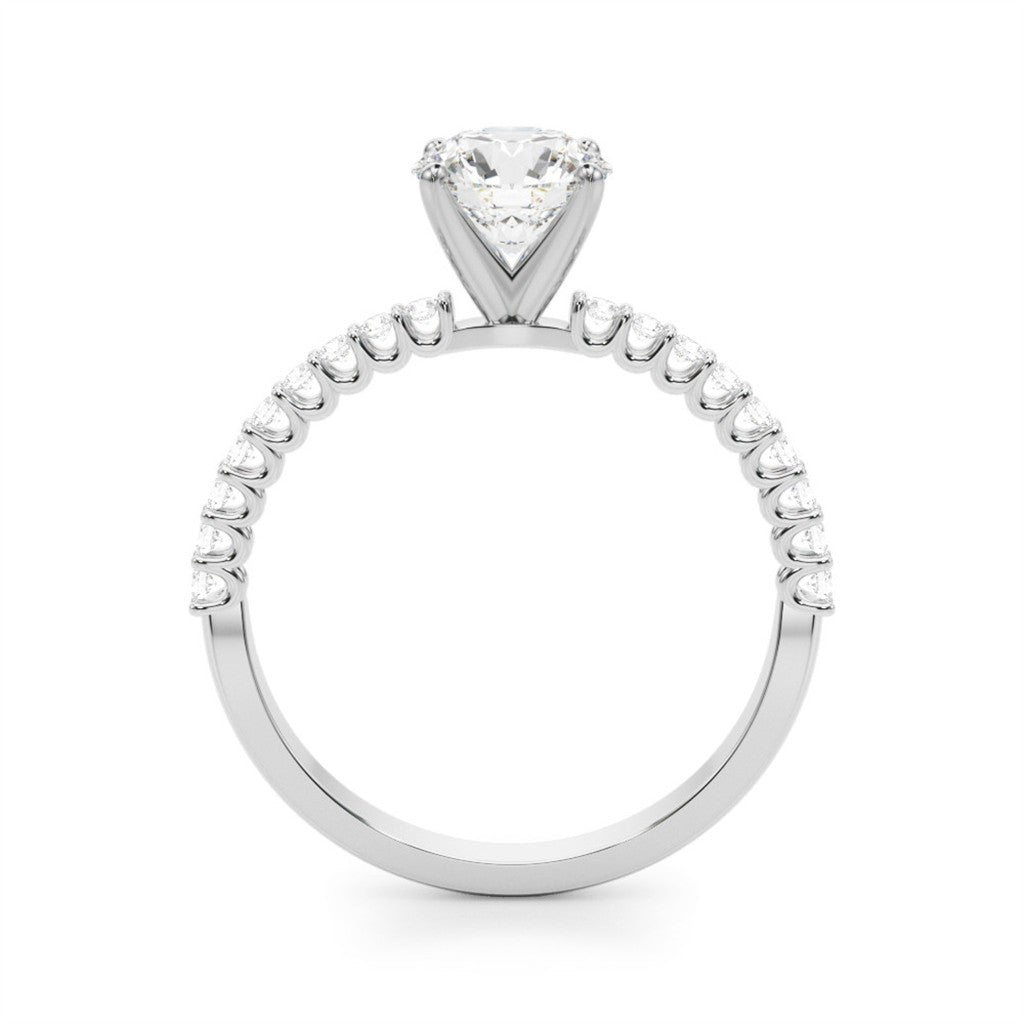 Contemporary Diamond Engagement Ring White 14 Karat Gold For A 1.76 Carat Round Center Stone