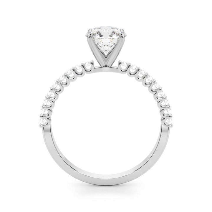Contemporary Diamond Engagement Ring White 14 Karat Gold For A 1.76 Carat Round Center Stone