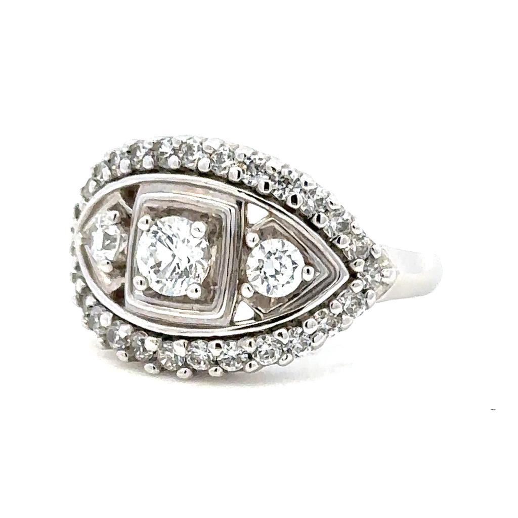 Contemporary Style Fashion Ring Alloy White with Cubic Zirconias size 0.33