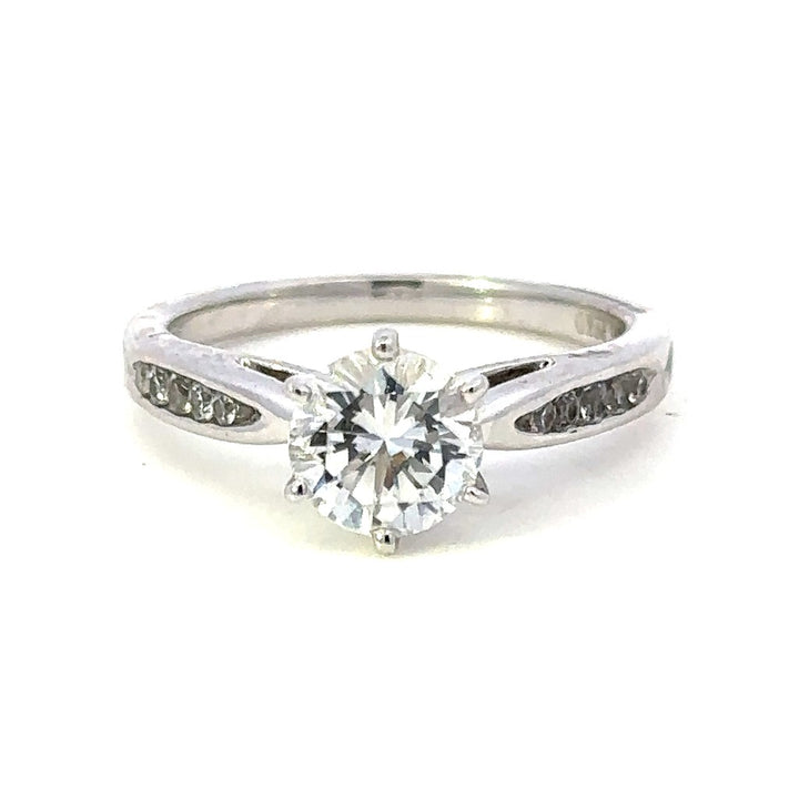 Solitare Accent Style Diamond Engagement Ring Alloy White 
(Center Stone Not Included)