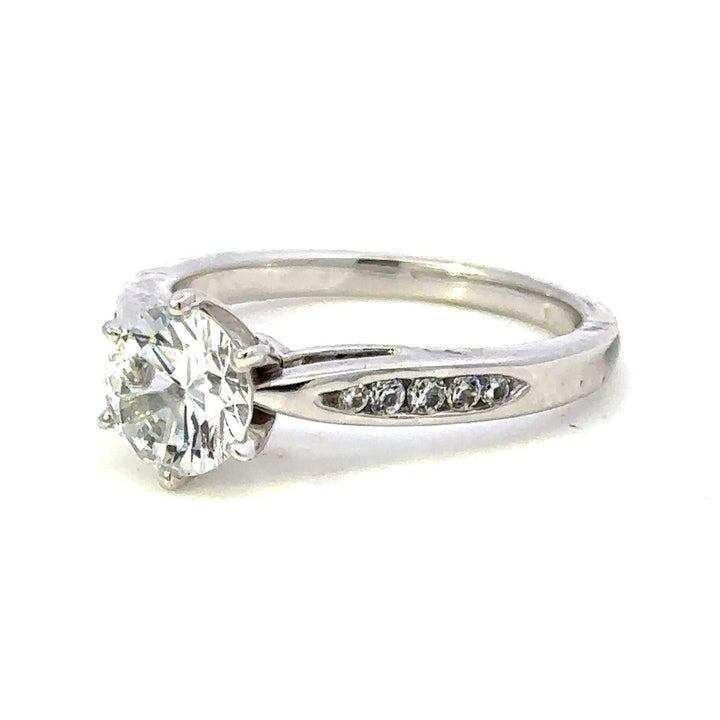 Solitare Accent Style Diamond Engagement Ring Alloy White 
(Center Stone Not Included)