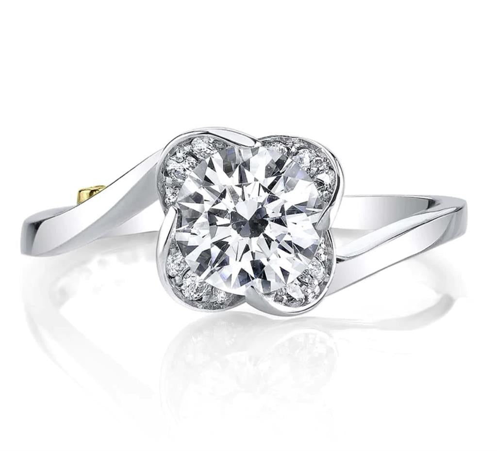 Bypass Style Diamond Engagement Ring 14 Karat Gold White 
(Center Stone Not Included)