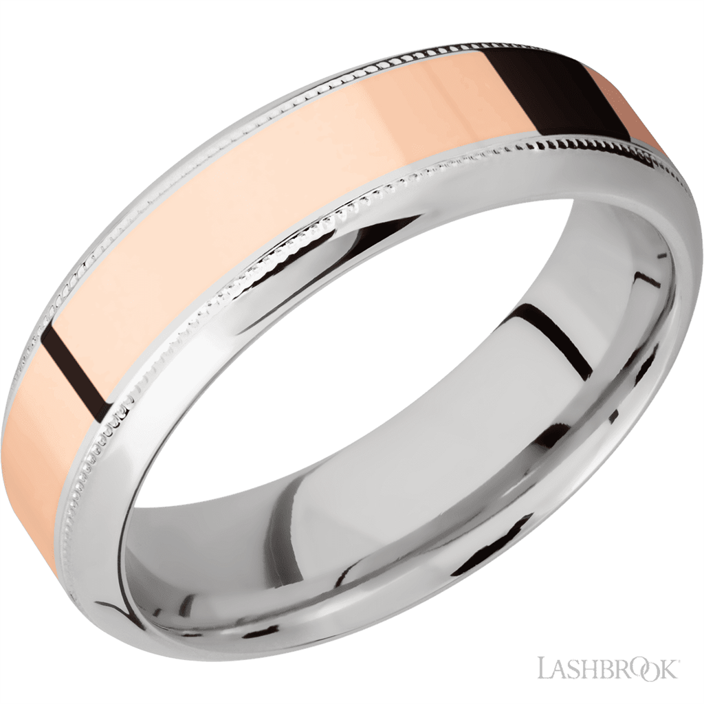 Silver & Rose Cobalt Chrome Alternative Metal Ring 7mm wide Size 10