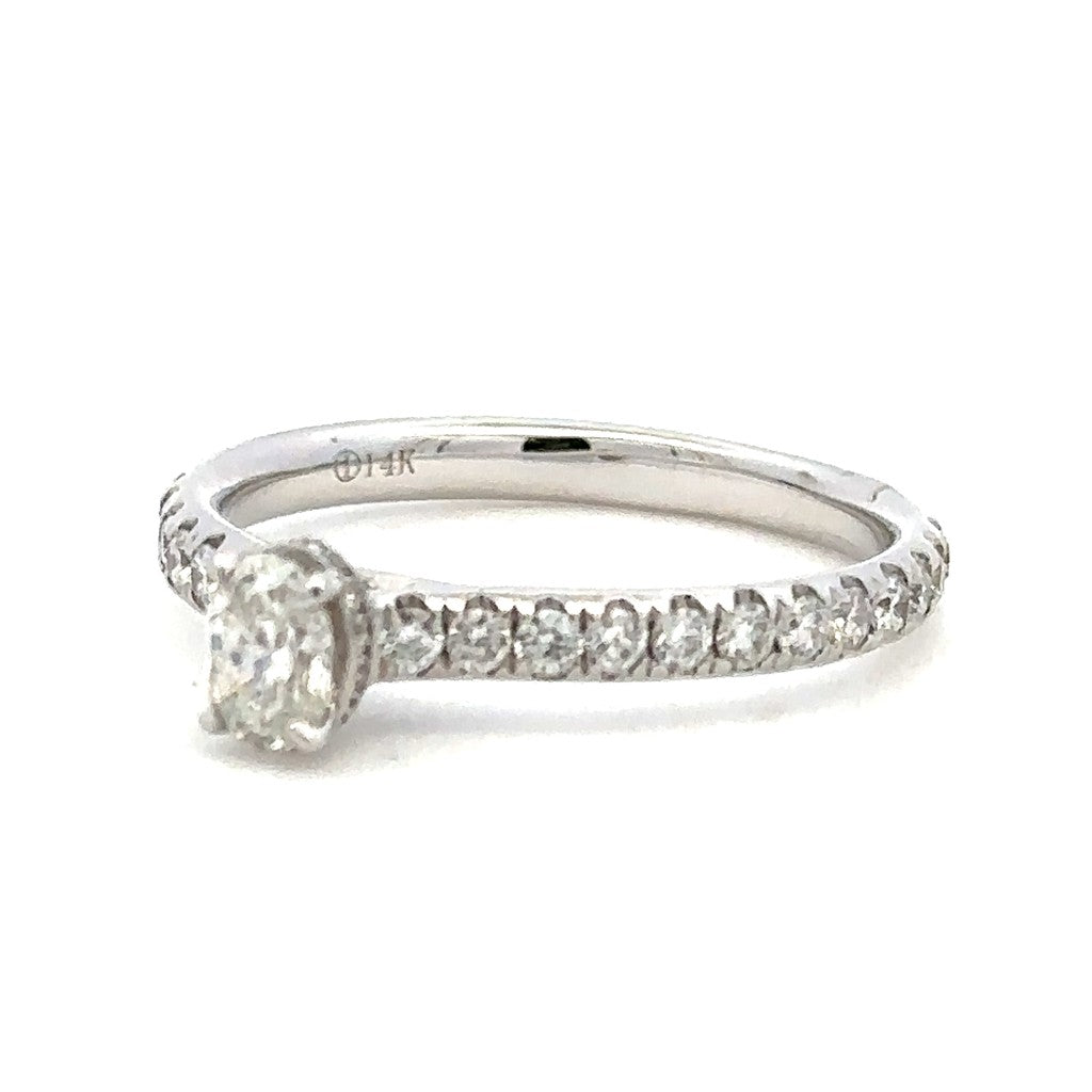 Solitare Accent Style Diamond Engagement Ring14 Karat Gold White