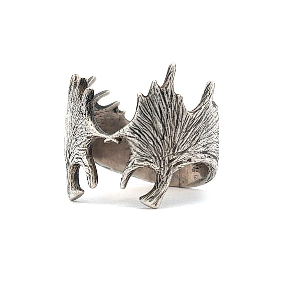 Moose Antler Theme Ring Silver Sterling Silver White Size 10