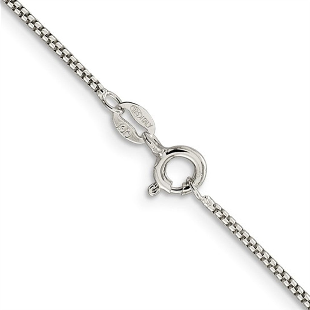 White Sterling Silver 1.25 MM Box Chain 20" Long