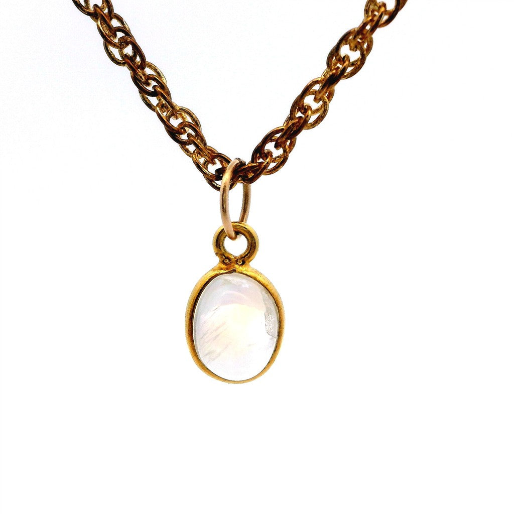 Drop Pendants 14 Karat Yellow with Fantasy Cut Moonstone