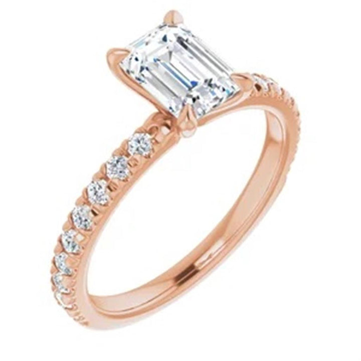 Solitare Accent Style Diamond Engagement Ring 14 Karat Gold White 
(Center Stone Not Included)