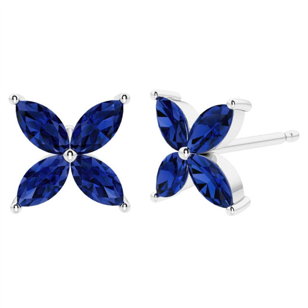 Sapphire Labs Studs Sterling Silver Post Earrings With Colored Stone Sterling Silver White