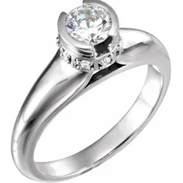 Contemporary Style Diamond Engagement RingBase Metal White
