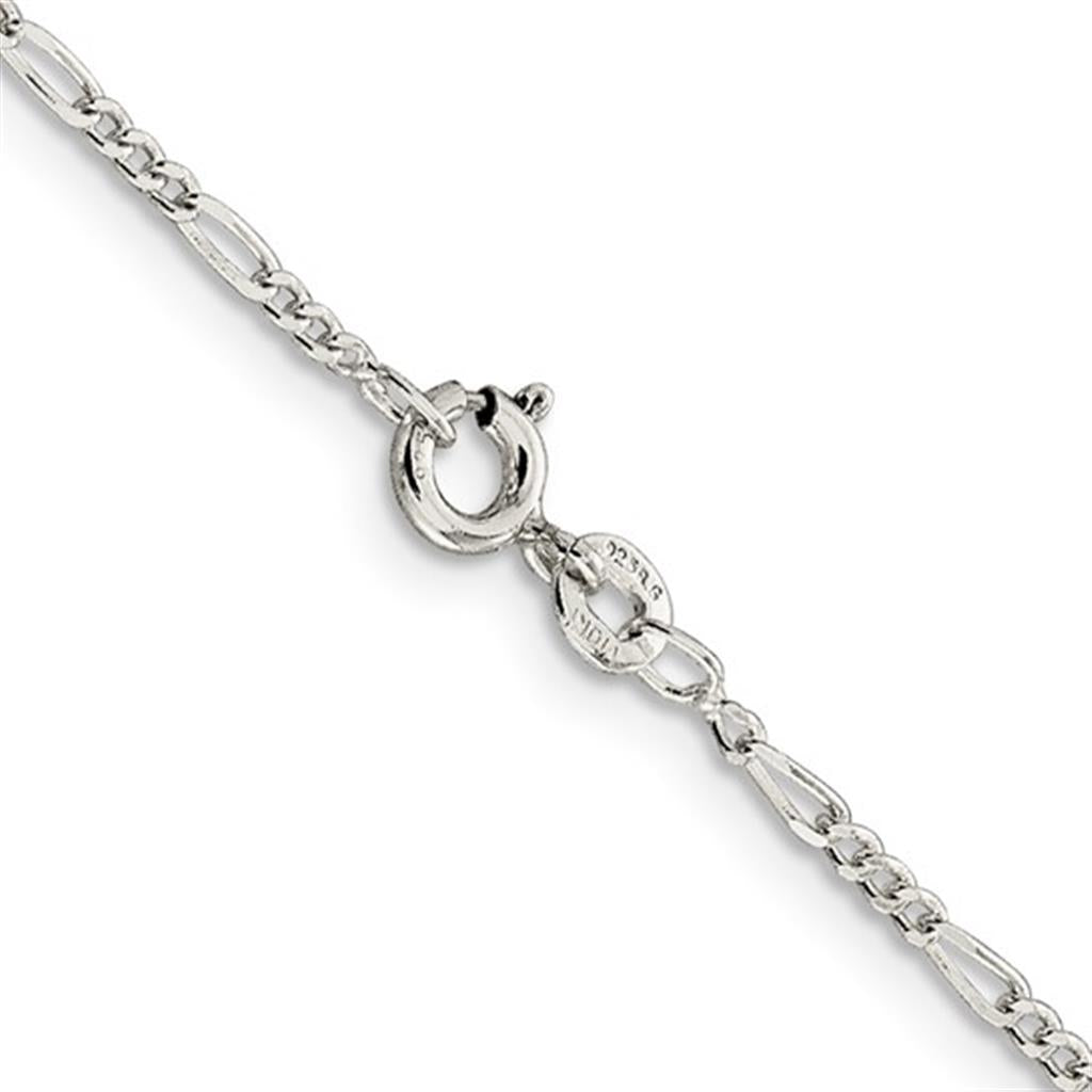 White Sterling Silver 1.75 MM Figaro Chain 18" Long