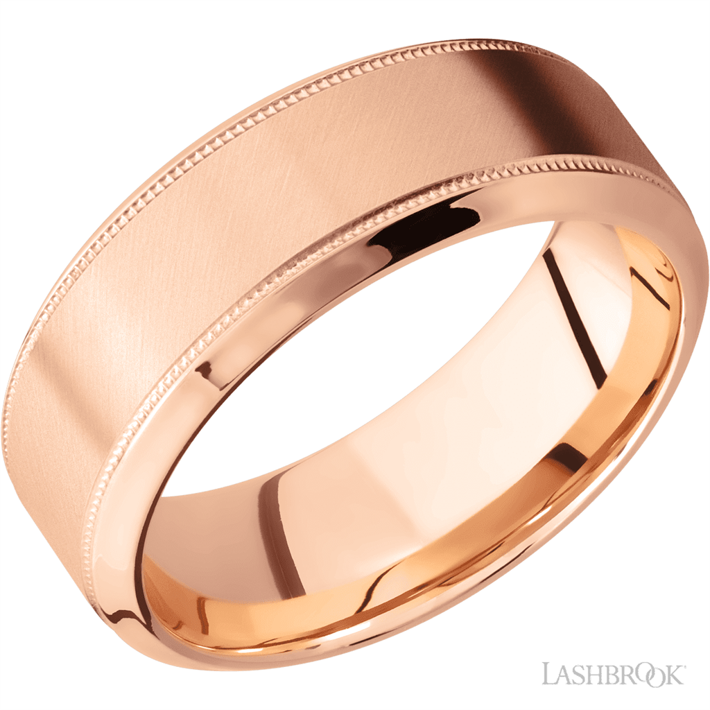 Straight Solid Style Wedding Band 14 KT Rose 8mm wide size 10