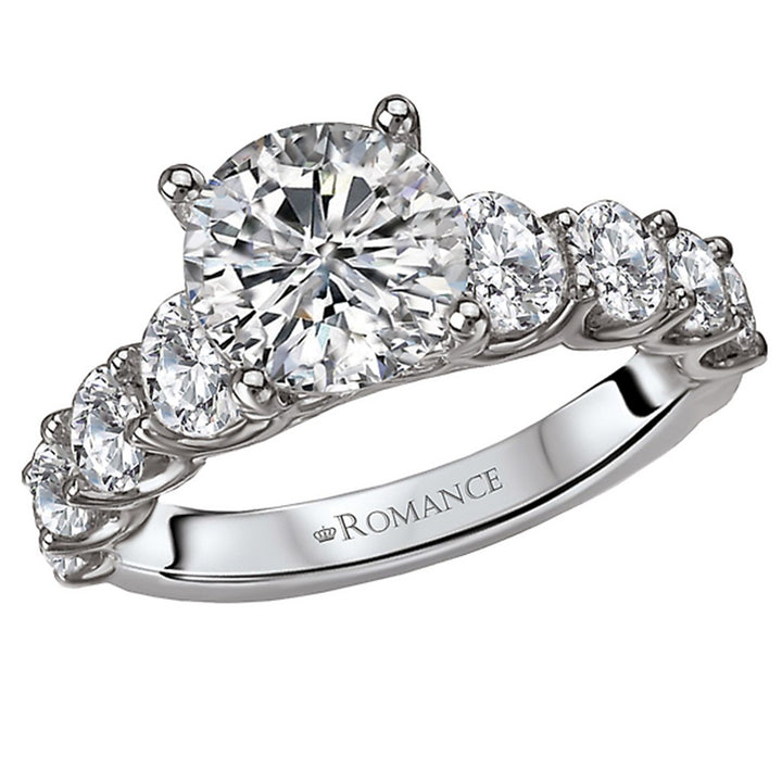 Solitare Accent Style Diamond Engagement Ring Sterling Silver White 
(Center Stone Not Included)