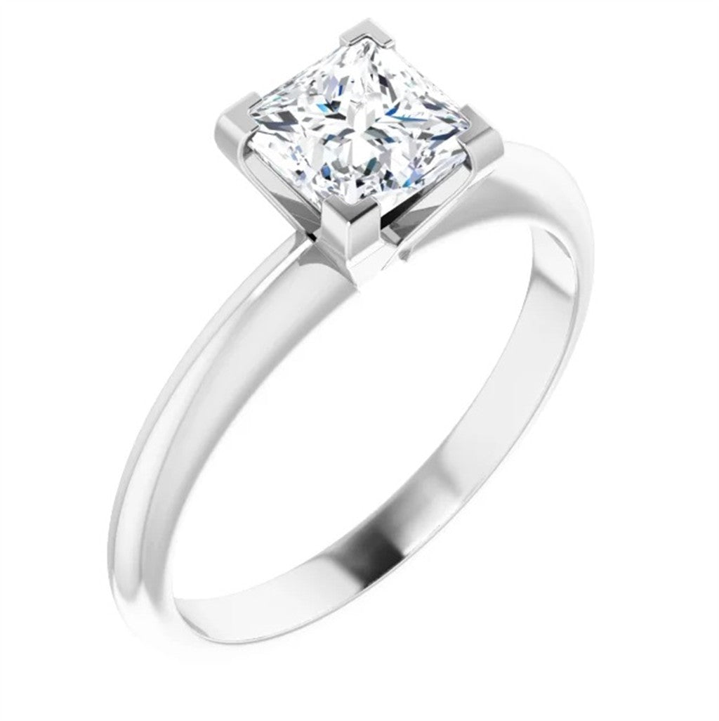 Contemporary Style Diamond Engagement RingBase Metal White