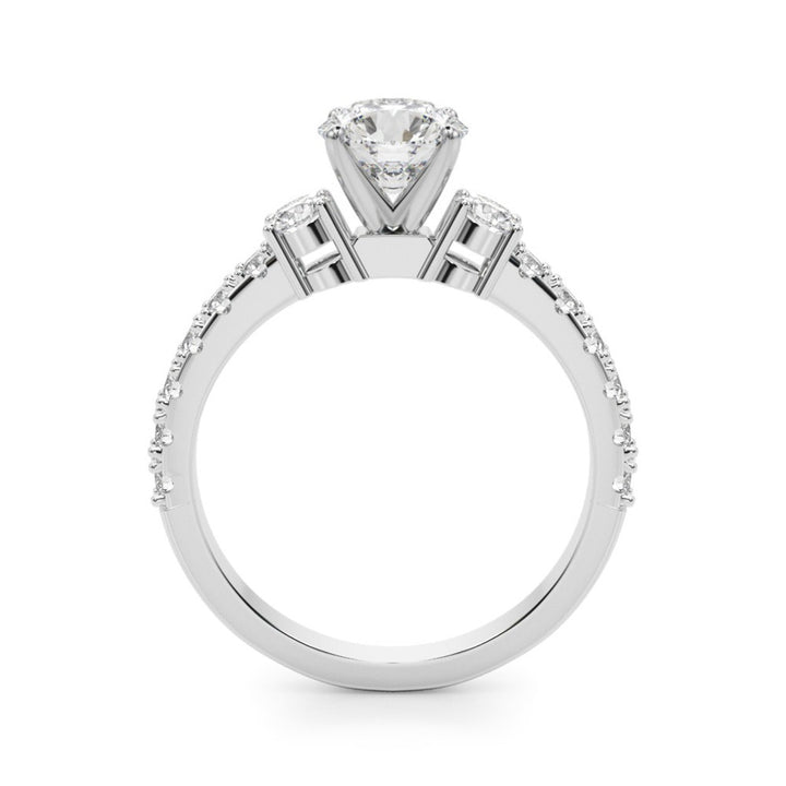 Three Stone Style Diamond Engagement Ring 14 Karat Gold White 
(Center Stone Not Included)