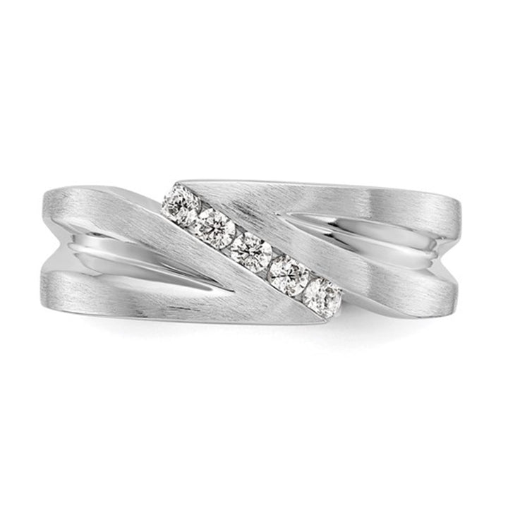 Channel Set Style Wedding Band Lab Diamond (Mens) 14 Karat Gold White with Lab Diamonds size 10