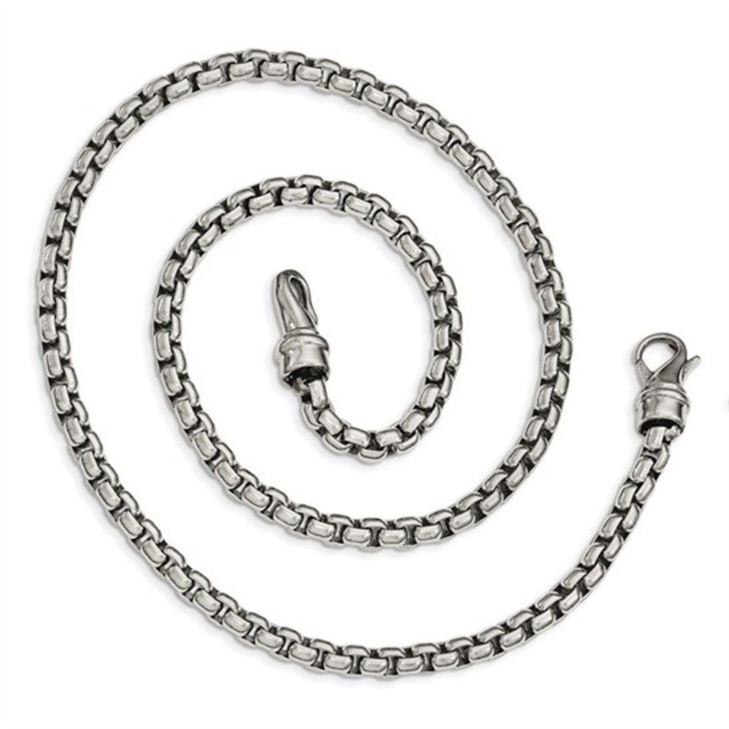 White Stainless Steel 5.5 MM Box Chain 24" Long