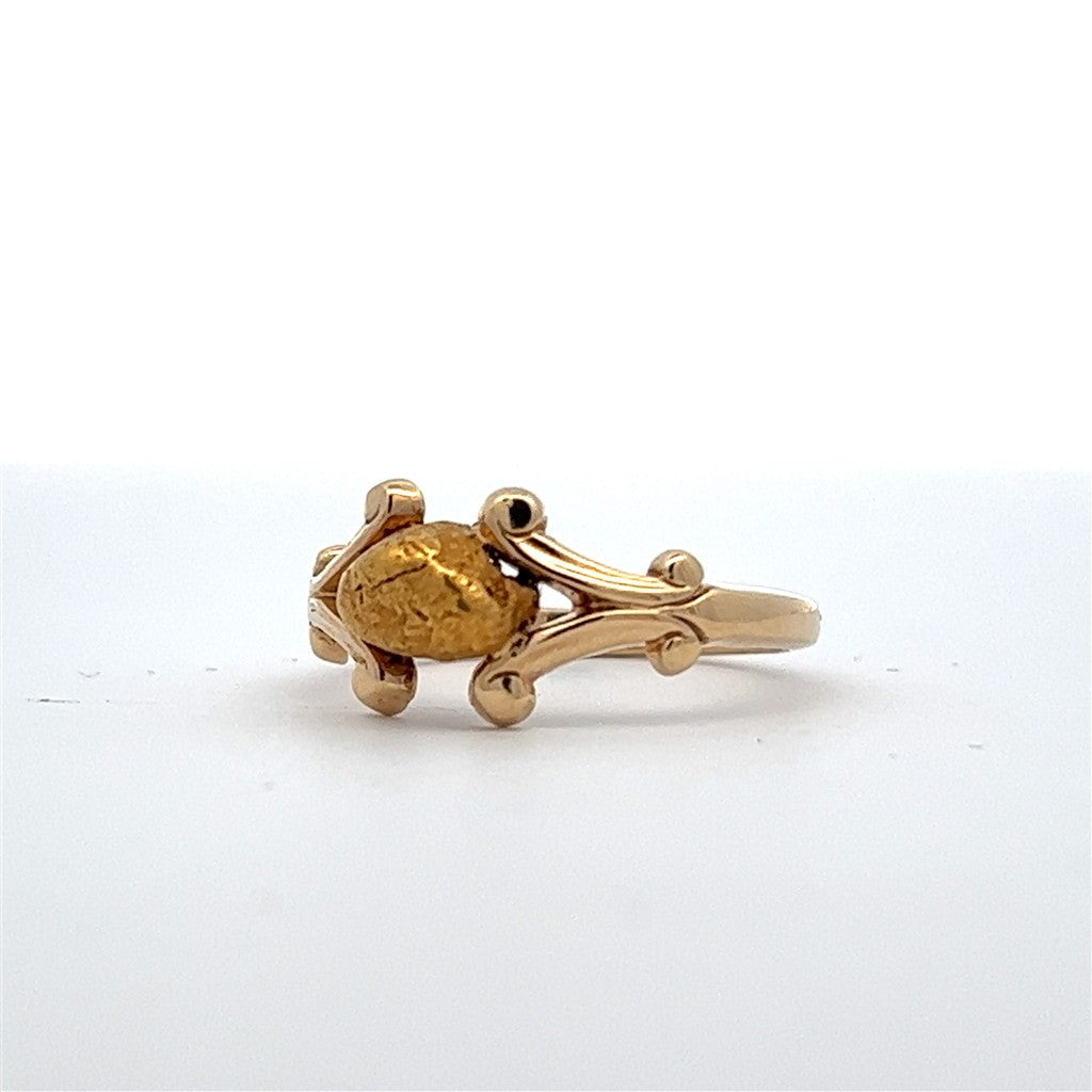 Gold Nugget Style Fashion Ring Womens 14 Karat Gold Yellow size 4.75