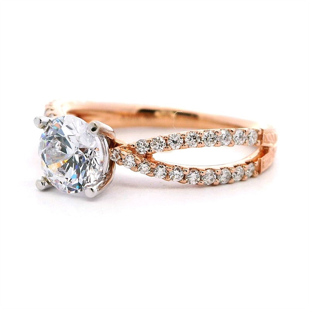 Solitare Accent Style Diamond Engagement Ring 14 Karat Gold Rose 
(Center Stone Not Included)