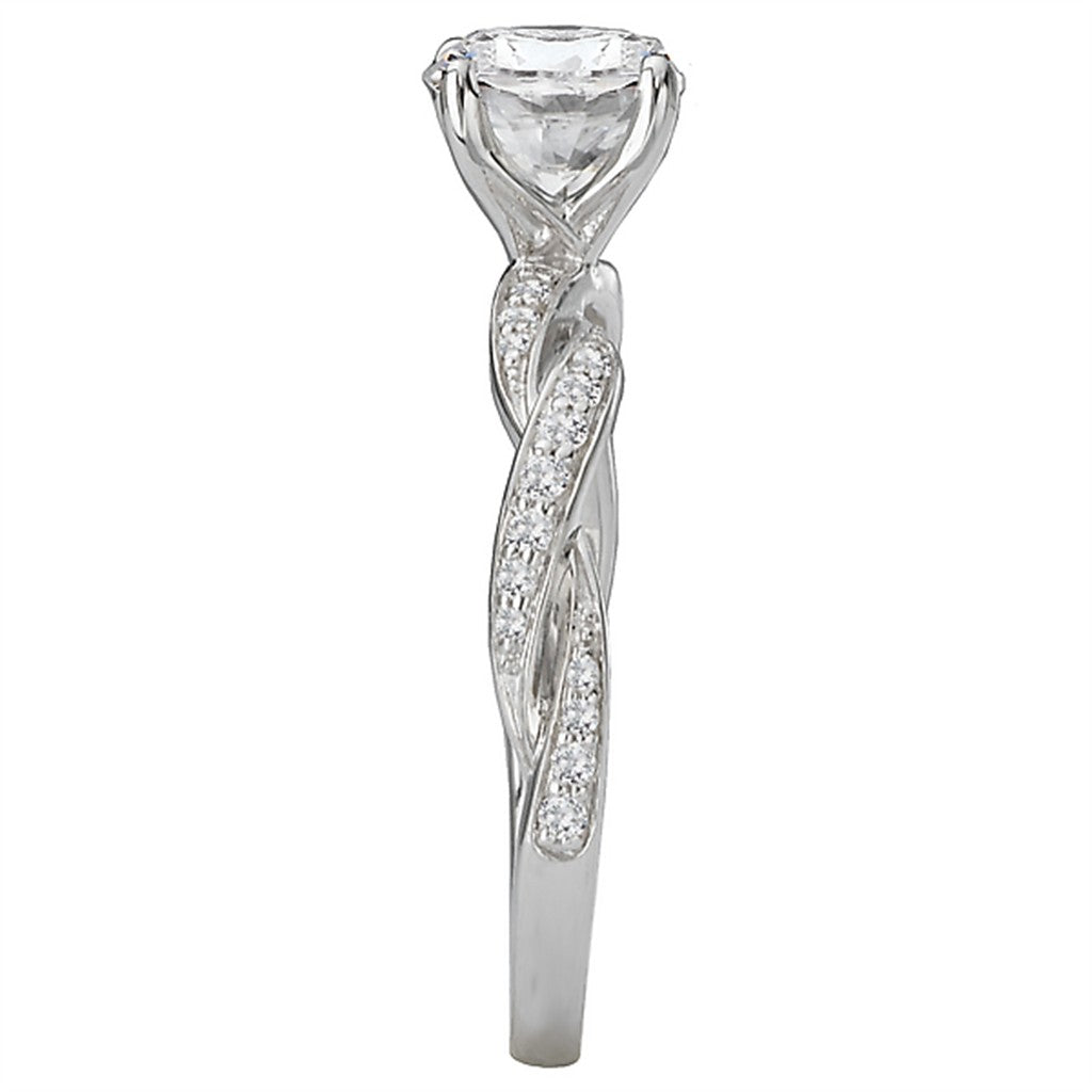 Solitare Accent Style Diamond Engagement Ring Sterling Silver White 
(Center Stone Not Included)