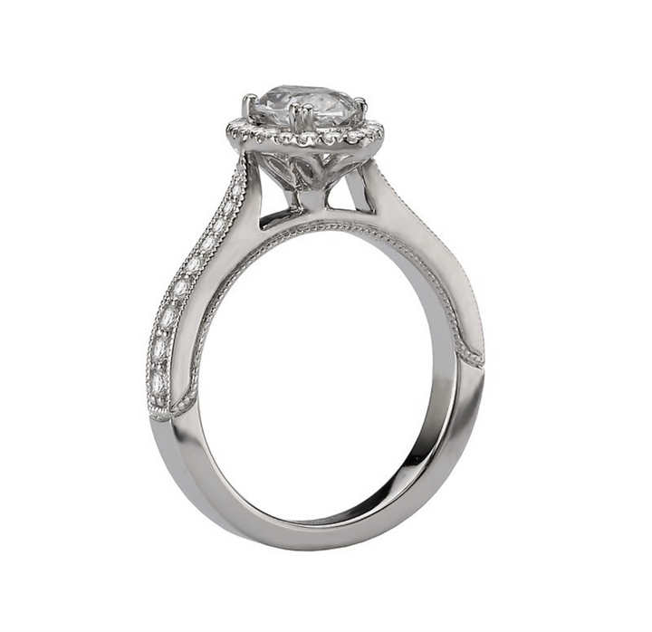 Halo Style Diamond Engagement Ring Sterling Silver White 
(Center Stone Not Included)