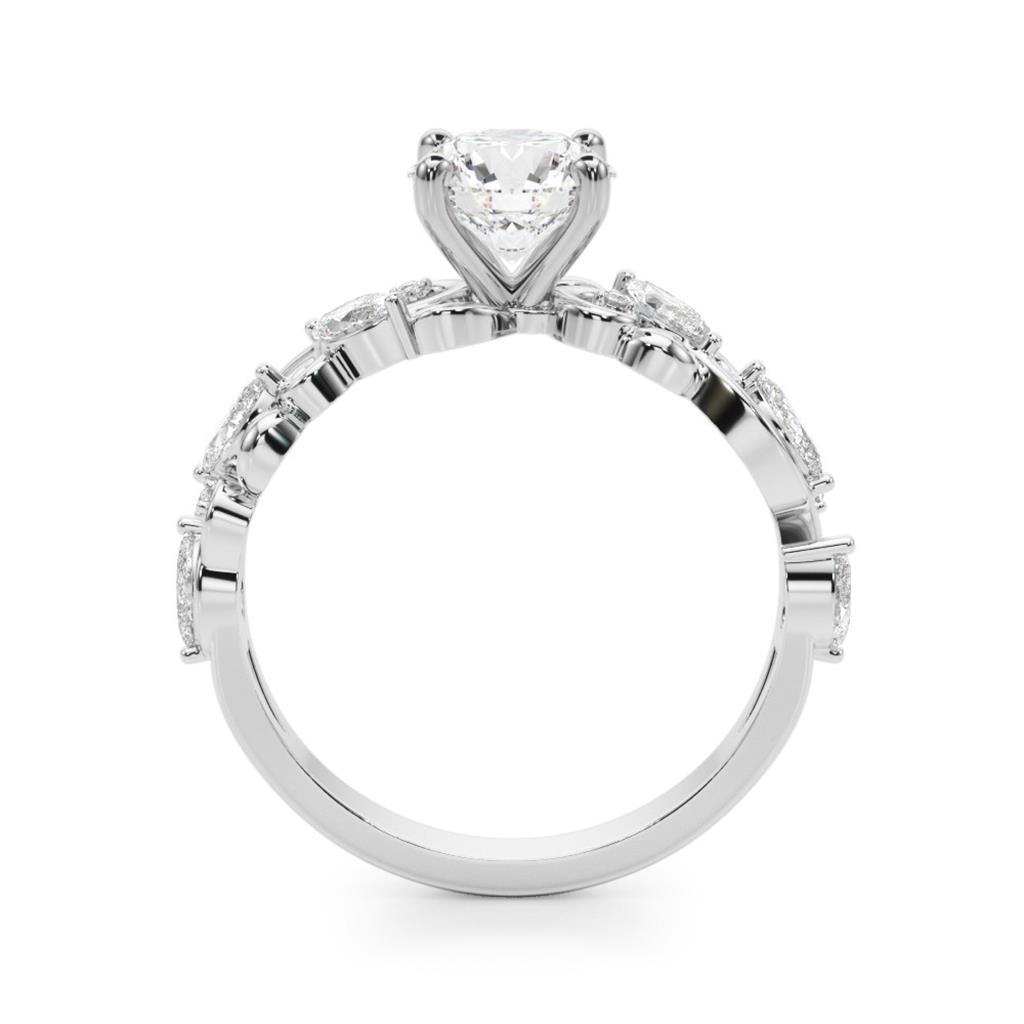 Contemporary Style Diamond Engagement Ring 14 Karat Gold White 
(Center Stone Not Included)