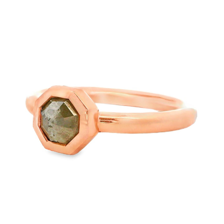 Solitare Diamond Engagement Ring Rose 14 Karat Gold With A 0.45 Carat Rose Cut Shape Diamond Center