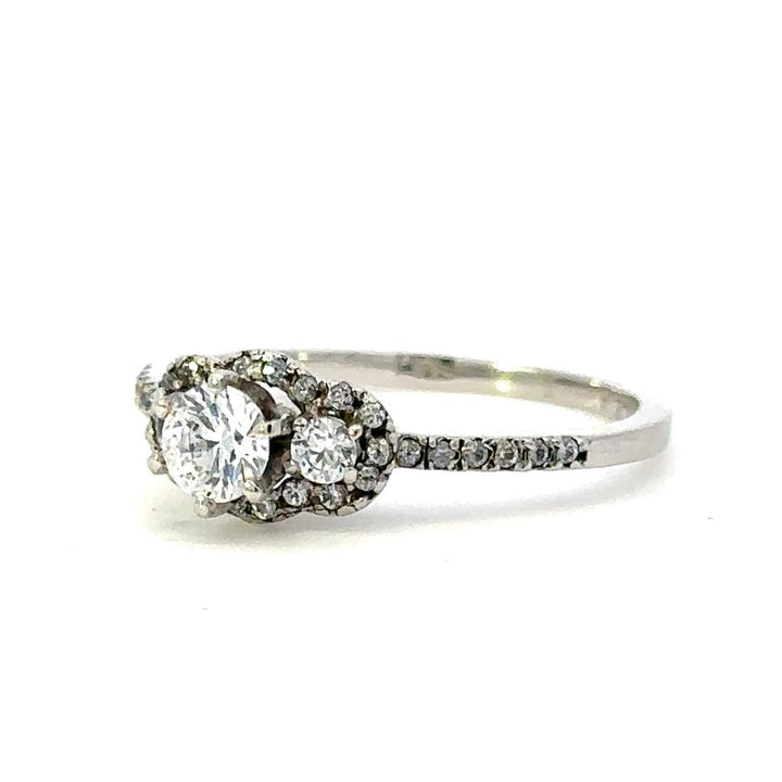 Three Stone Style Diamond Engagement Ring Alloy White 
(Center Stone Not Included)