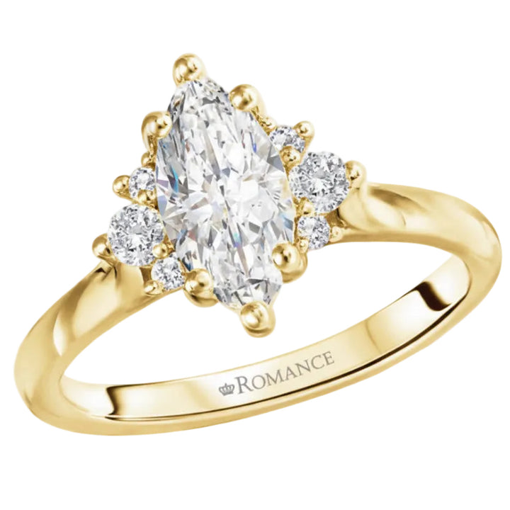 1.00CT Marquis Diamond with Cluster Accents 14KT White Gold Ring (Center Stone Not Included)