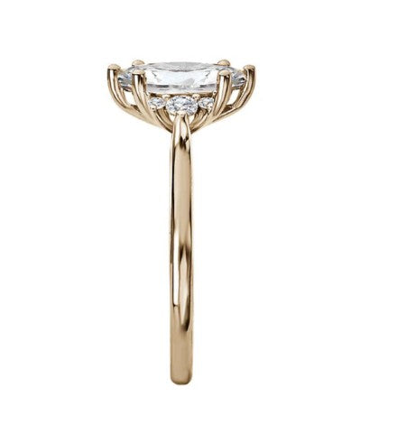 1.00CT Marquis Diamond with Cluster Accents 14KT Gold Ring (Center Stone Not Included)