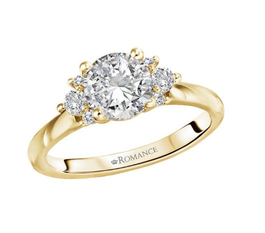 1.00CT Oval Diamond with Cluster Accents 14KT Gold Ring (Center Stone Not Included)