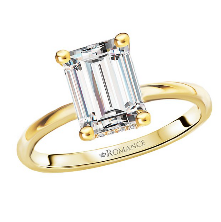 2.00CT Emerald Diamond with Hidden Halo 14KT Gold Ring (Center Stone Not Included)