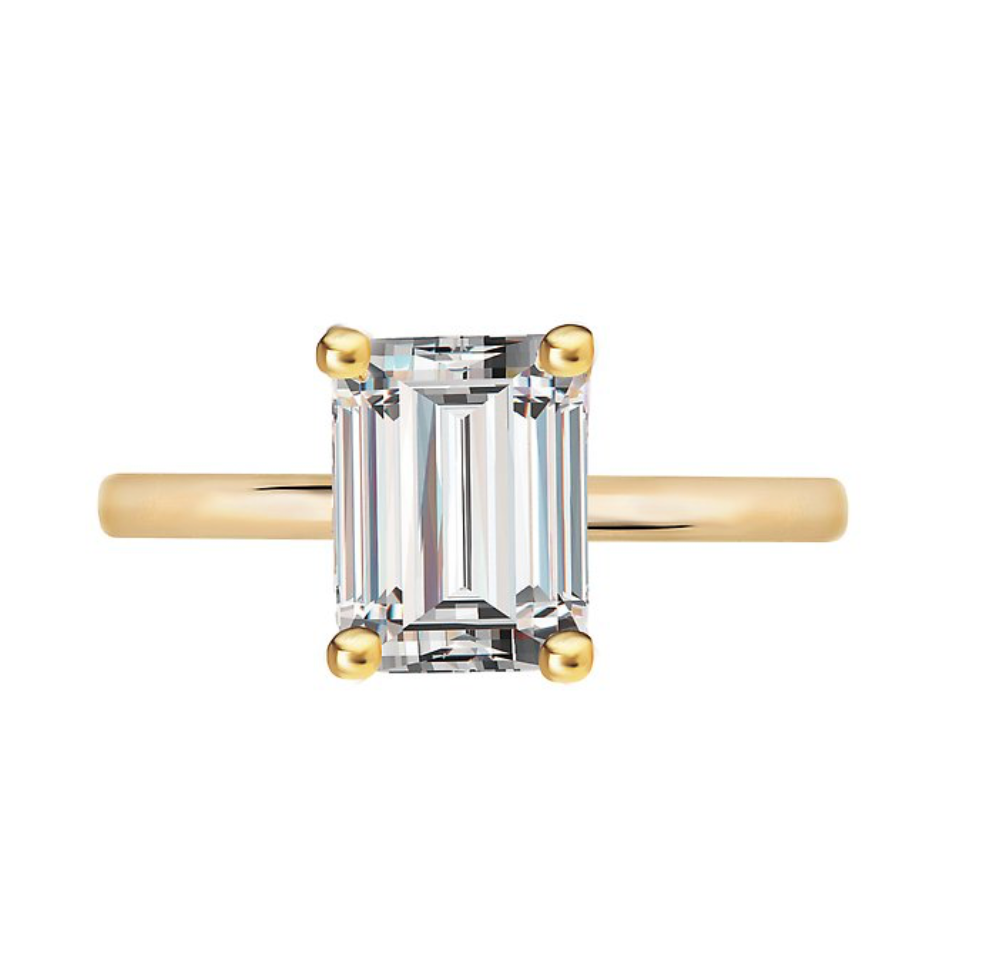 2.00CT Emerald Diamond with Hidden Halo 14KT Gold Ring (Center Stone Not Included)