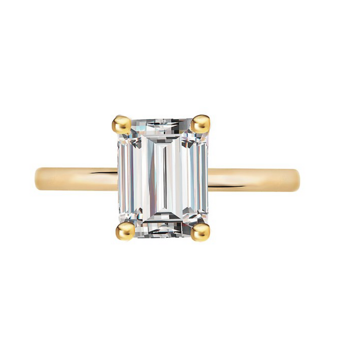 2.00CT Emerald Diamond with Hidden Halo 14KT Gold Ring (Center Stone Not Included)