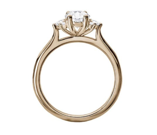 1.00CT Oval Diamond with Cluster Accents 14KT Gold Ring (Center Stone Not Included)