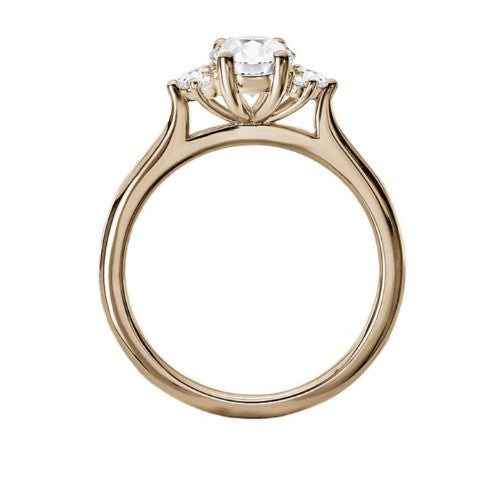 1.00CT Round Diamond with Cluster Accents 14KT White Gold Ring (Center Stone Not Included)