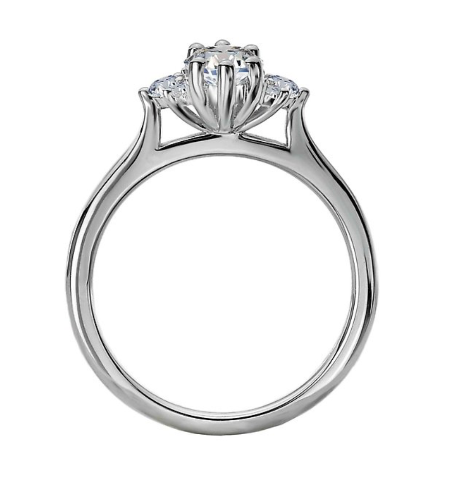 1.00CT Marquis Diamond with Cluster Accents 14KT White Gold Ring (Center Stone Not Included)