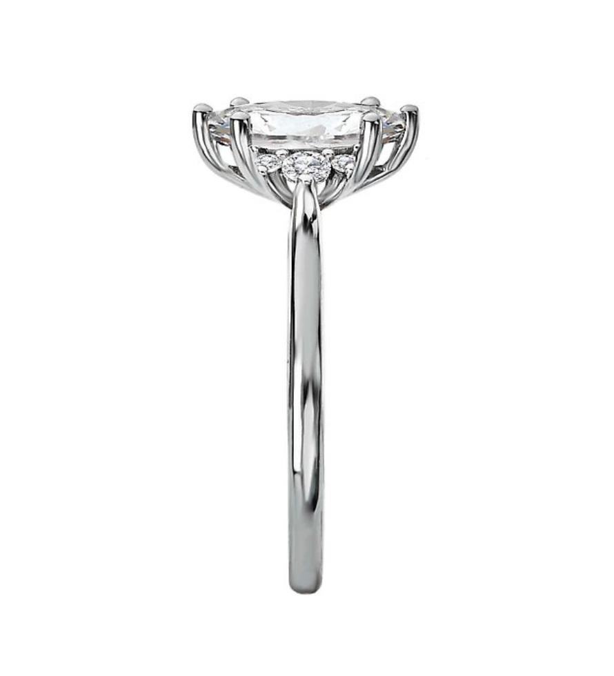 1.00CT Marquis Diamond with Cluster Accents 14KT White Gold Ring (Center Stone Not Included)