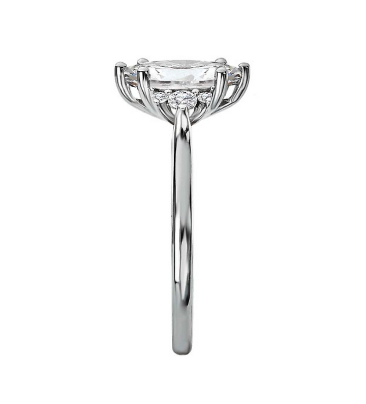 1.00CT Marquis Diamond with Cluster Accents 14KT White Gold Ring (Center Stone Not Included)