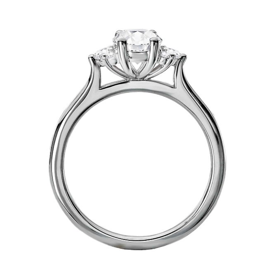 1.00CT Oval Diamond with Cluster Accents 14KT White Gold Ring (Center Stone Not Included)