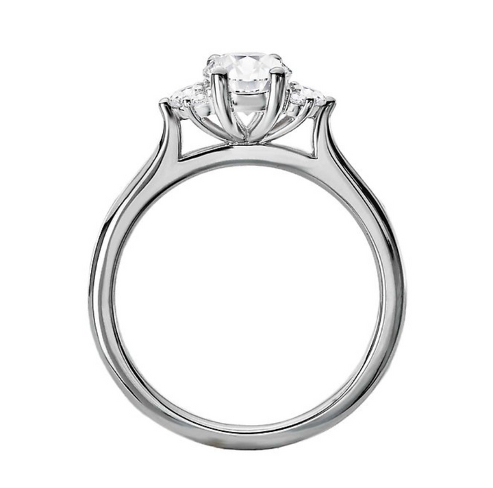 1.00CT Oval Diamond with Cluster Accents 14KT White Gold Ring (Center Stone Not Included)