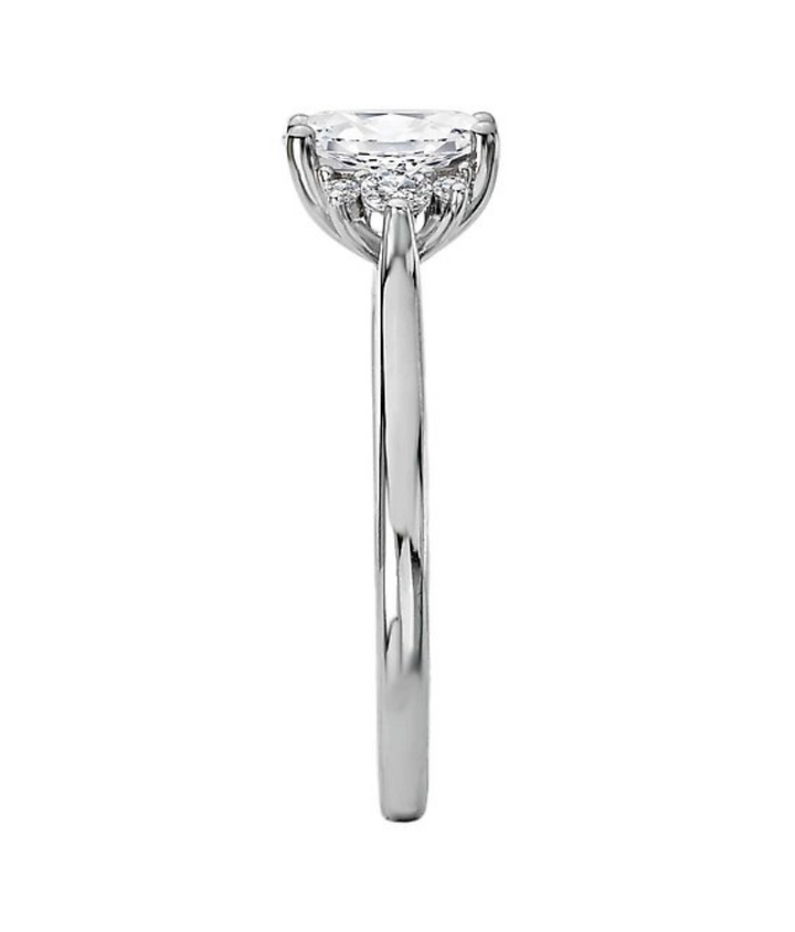 1.00CT Oval Diamond with Cluster Accents 14KT White Gold Ring (Center Stone Not Included)