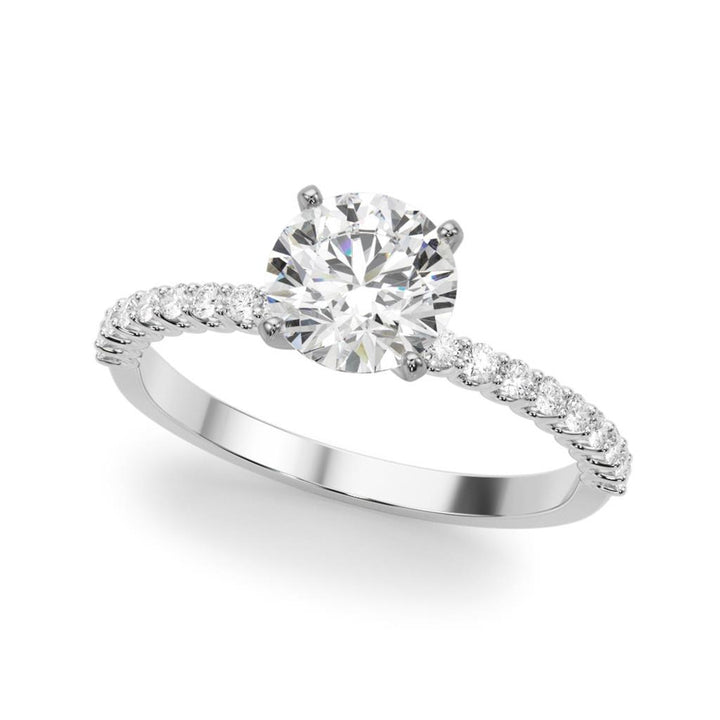 Contemporary Style Diamond Engagement Ring 14 Karat Gold White 
(Center Stone Not Included)