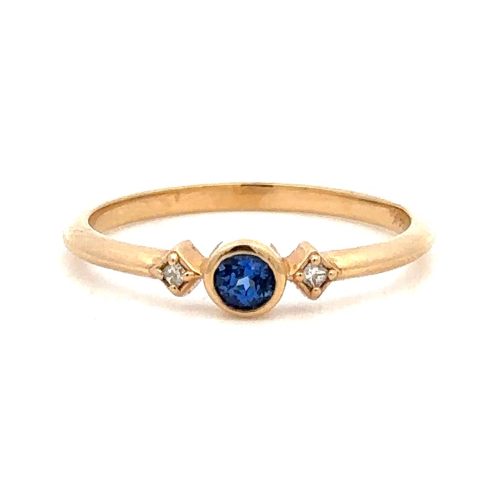Stackable Style Colored Stone Ring 14 KT Yellow with Sapphire size 8