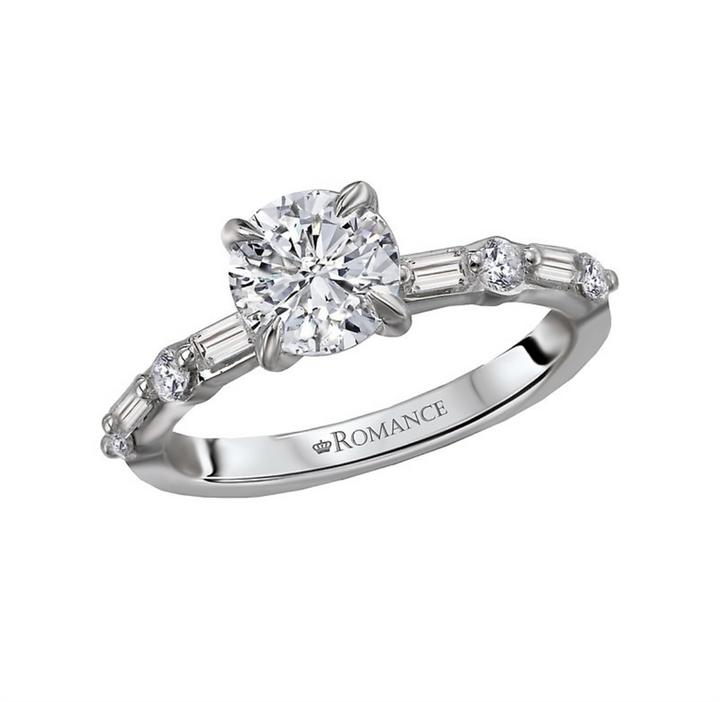 Solitare Accent Style Diamond Engagement Ring Sterling Silver White 
(Center Stone Not Included)