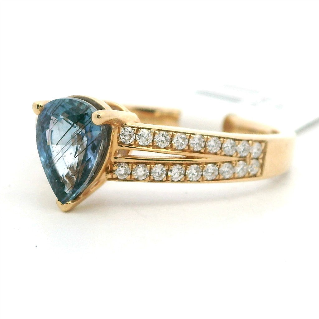 Free Form Style Colored Stone Ring 14 Karat Yellow with Sapphire & Diamond Accent size 7